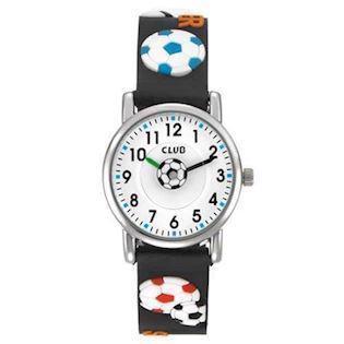 Club Time børne ur med hvid urskive og fodbolde i flere farver